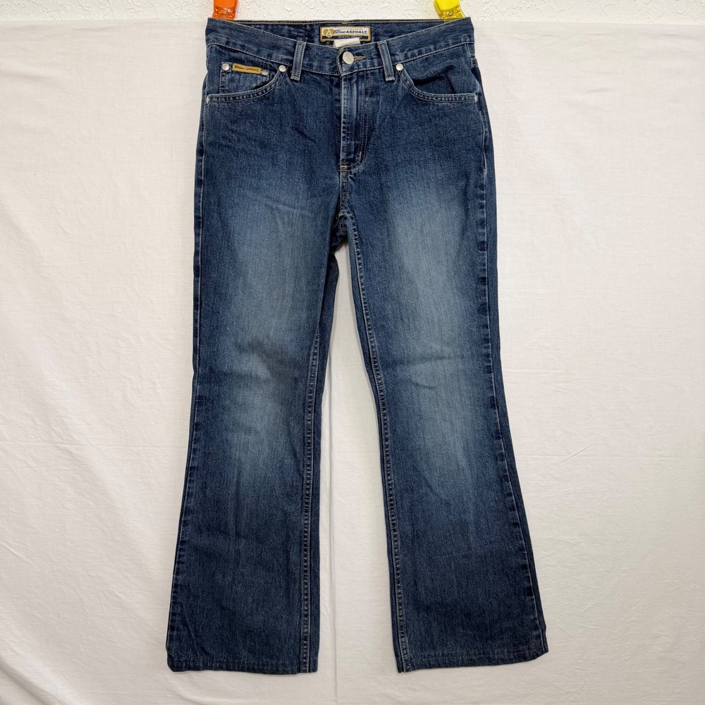 Vintage Y2K Blue Asphalt Jeans Womens 3 Low Rise Bootcut Flare Denim